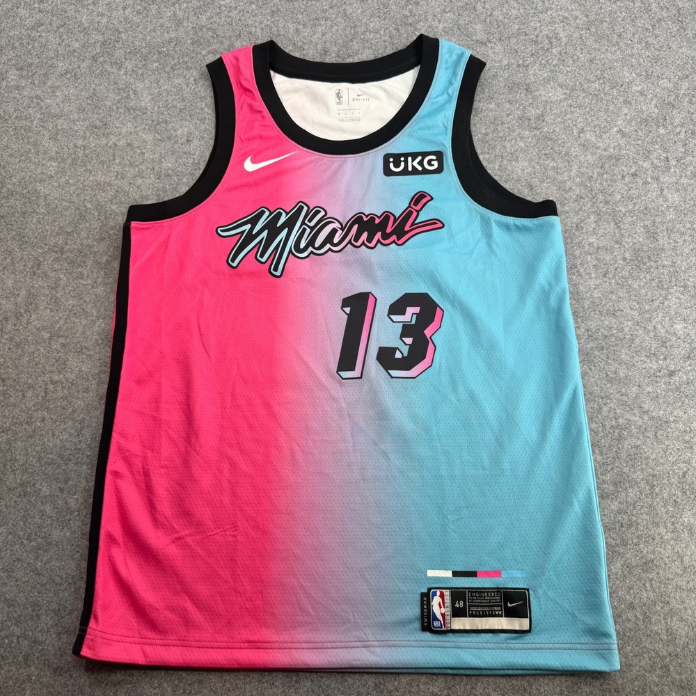 Nike Miami Heat Bam Adebayo 13 Vice City Edition Jersey Mens Larege Pink Blue